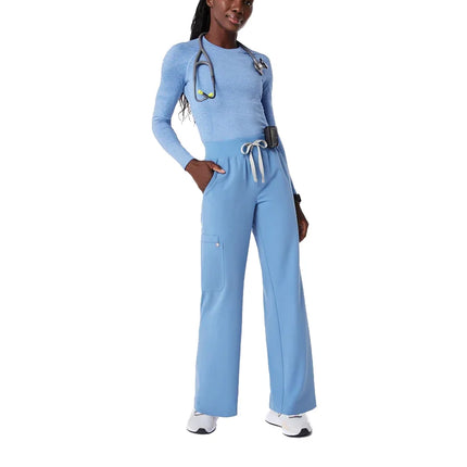 FIGS Women's High Waisted Isabel Wide Leg Scrub Pants Ceil Blue