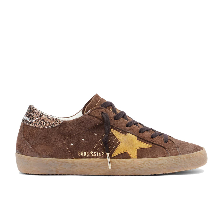 Golden Goose Women's Super Star Glitter with Suede Star Brown