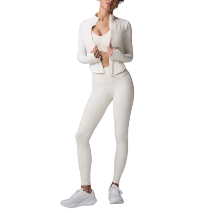 alo Women's Airbrush Corset Full Zip Jacket Ivory