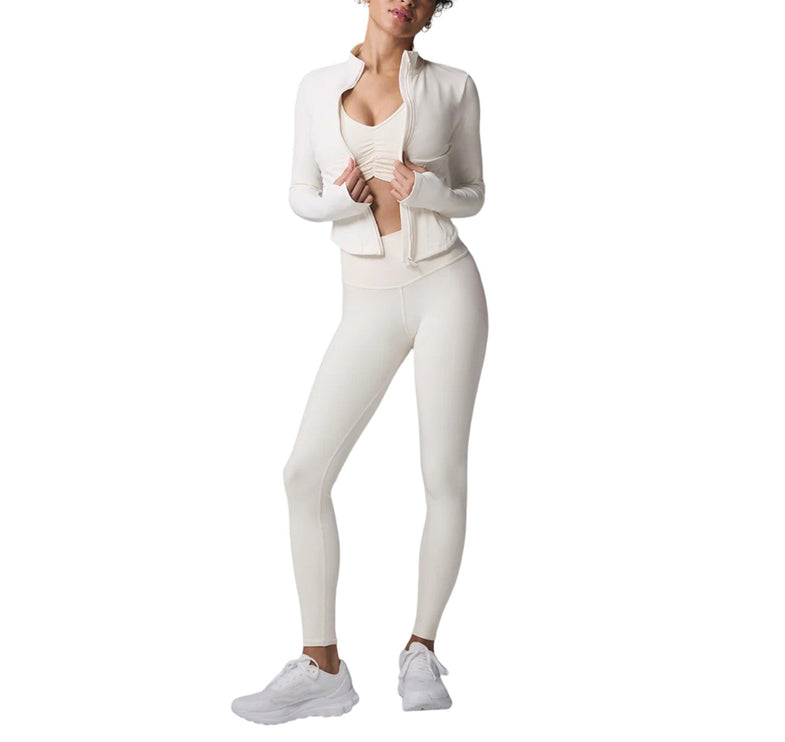 alo Women's Airbrush Corset Full Zip Jacket Ivory