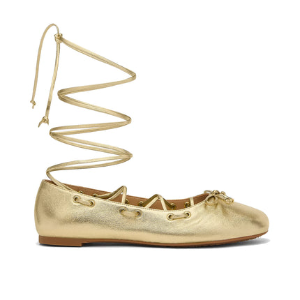 Michael Kors Women's Shae Flex Metallic Leather Ballet Flat Pale Gold