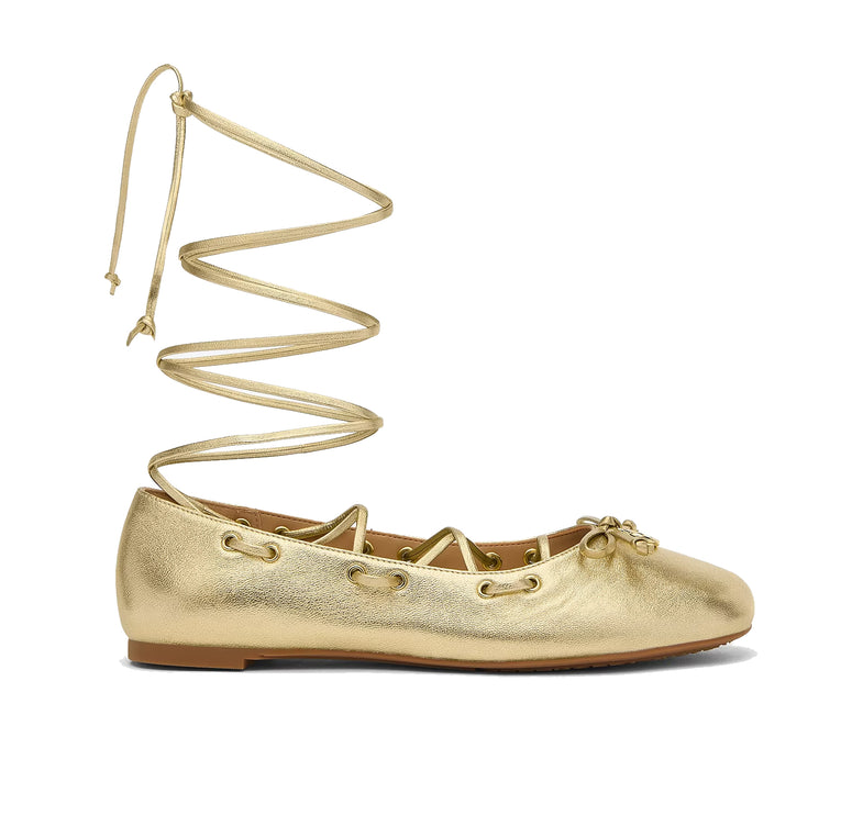 Michael Kors Women's Shae Flex Metallic Leather Ballet Flat Pale Gold
