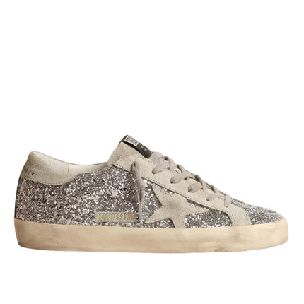 Golden Goose Women's Super Star in Silver Glitter with Ice Gray Suede Star