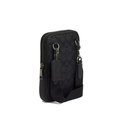 Coach Unisex Aden Crossbody Bag In Signature Canvas Gunmetal/Charcoal/Black