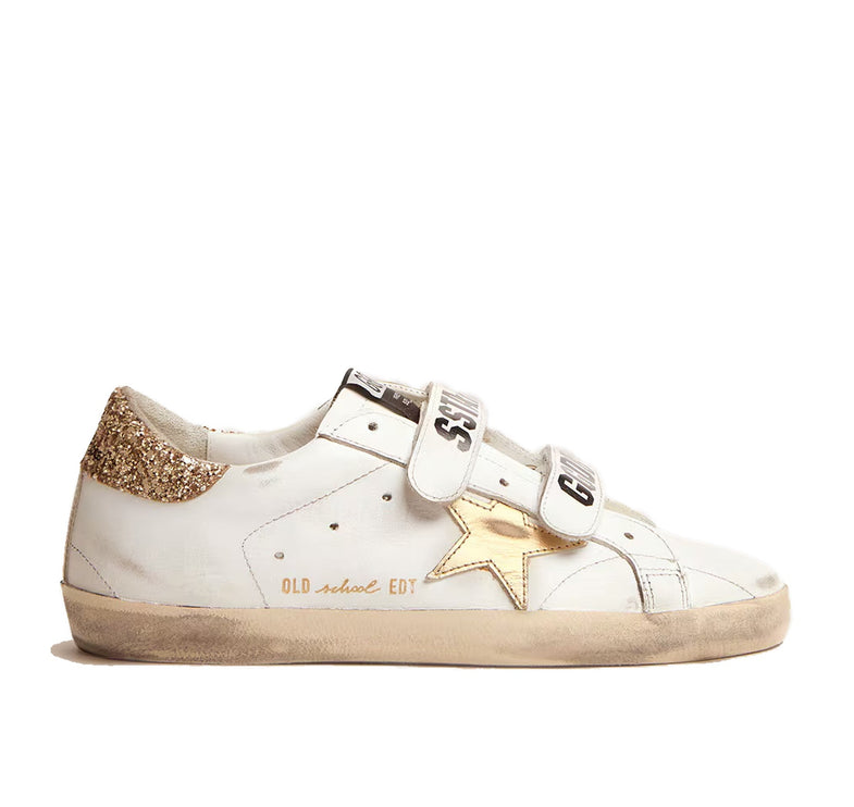 Golden Goose Women's Old School with Gold Star and Gold Glitter