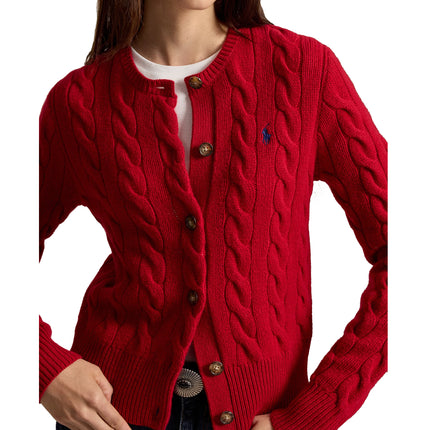 Polo Ralph Lauren Women's Cable-Knit Wool-Cashmere Cardigan University Red