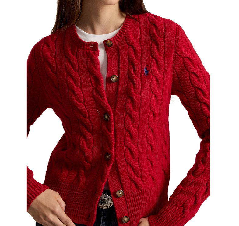 Polo Ralph Lauren Women's Cable-Knit Wool-Cashmere Cardigan University Red