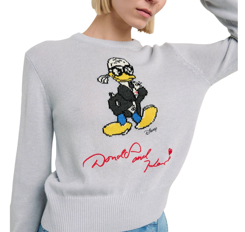 Disney x KARL LAGERFELD Women's Knitted Sweatshirt Light Grey