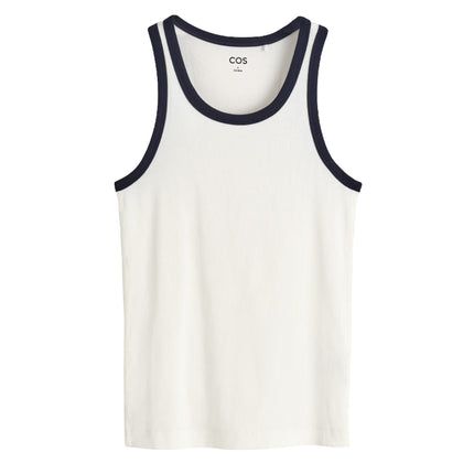 COS Women's Ribbed Tank Top White/Navy
