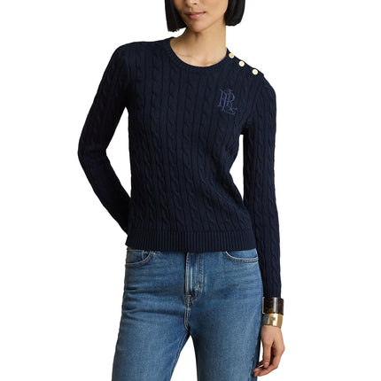 Polo Ralph Lauren Women's Button-Trim Cable-Knit Sweater Lauren Navy