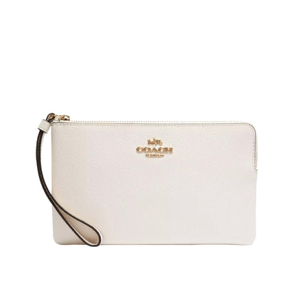 Coach Women's Large Corner Zip Wristlet Gold/Chalk