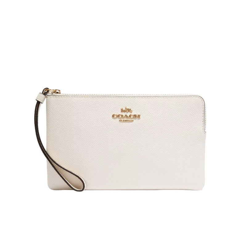 Coach Women's Large Corner Zip Wristlet Gold/Chalk