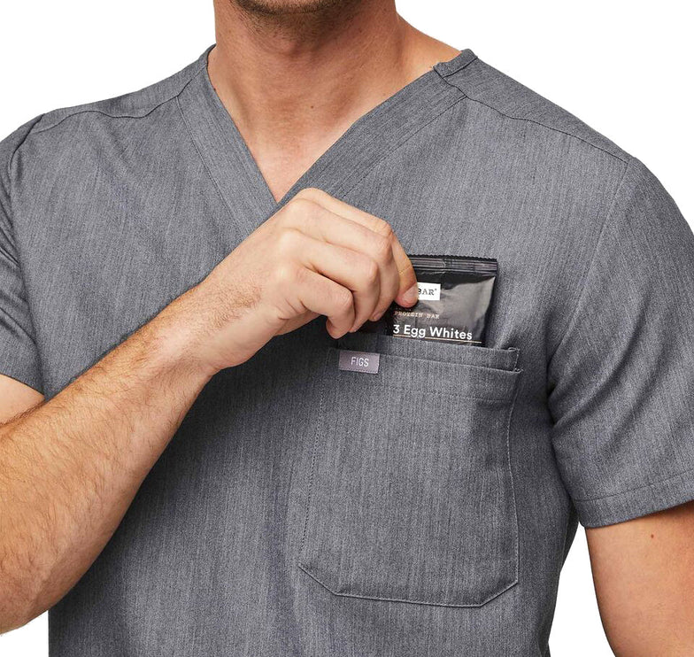 FIGS Men's Leon Three Pocket Scrub Top Graphite