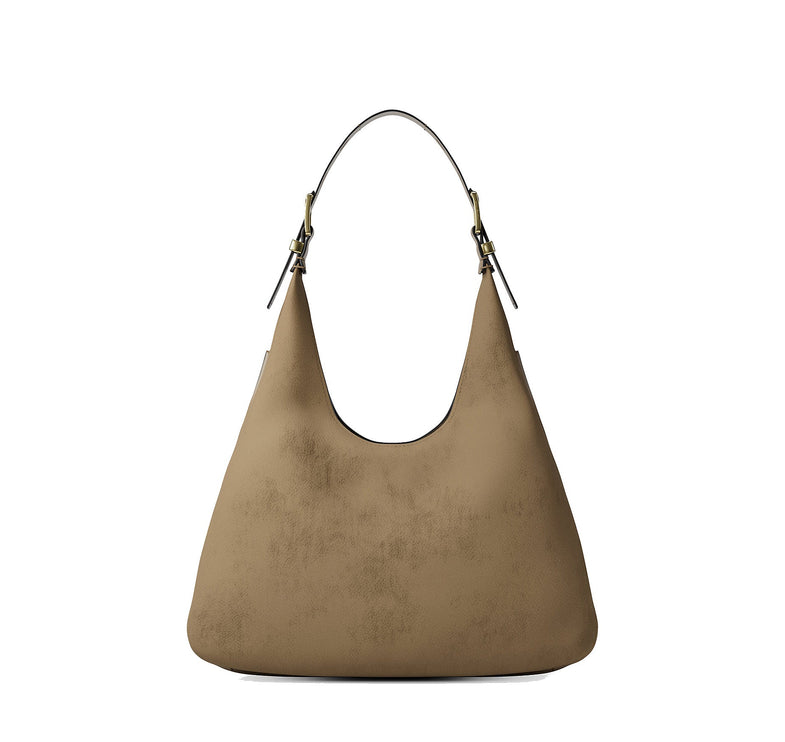Michael Kors Women's Nolita Large Nubuck Hobo Shoulder Bag Husk