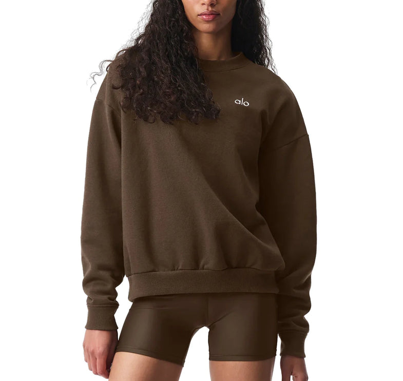 alo Women's Accolade Crew Neck Pullover Espresso