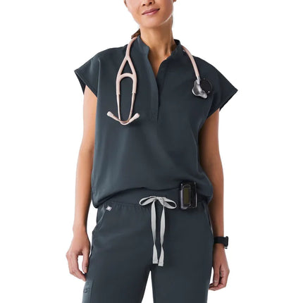FIGS Women's Rafaela Oversized Scrub Top Dark Harbor