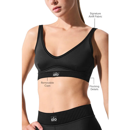 alo Women's Airlift Line Up Bra Black
