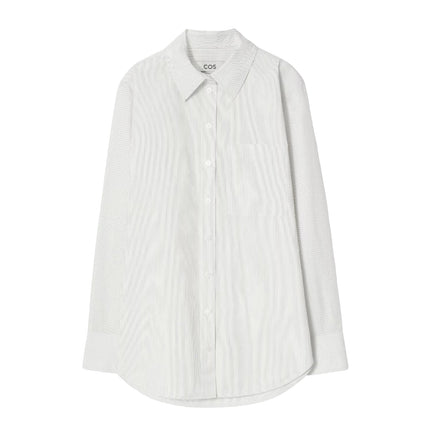 COS Women's Tailored Pima Cotton Shirt Ivory/Pinstriped