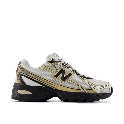 New Balance Grade School 740 Sea Salt with Black and Gold Metallic GR740GM