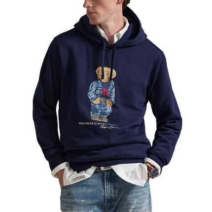 Polo Ralph Lauren Men's Polo Bear Fleece Hoodie Cruise Navy Denim Bear