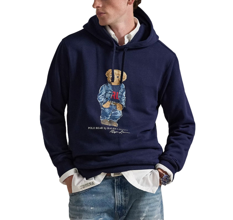 Polo Ralph Lauren Men's Polo Bear Fleece Hoodie Cruise Navy Denim Bear