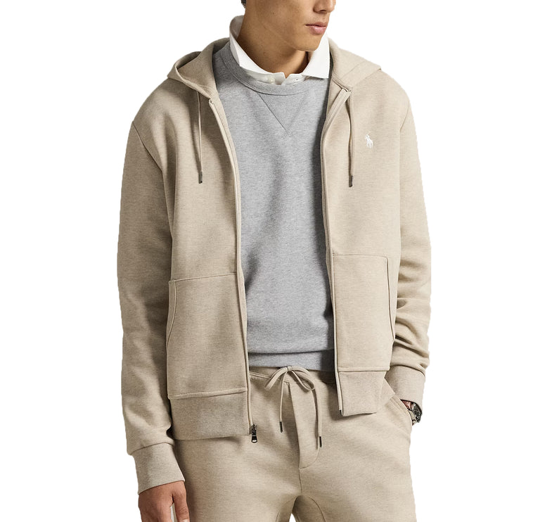 Polo Ralph Lauren Men's Double-Knit Full-Zip Hoodie Tuscan Beige Heather