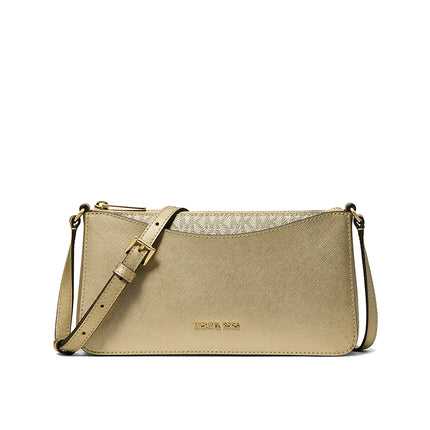 Michael Kors Women's Arden Medium Metallic Crossbody Bag Pale Gold