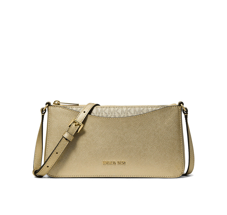 Michael Kors Women's Arden Medium Metallic Crossbody Bag Pale Gold