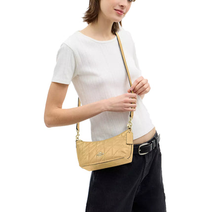 Coach Women's Caitlin Shoulder Bag With Quilting Gold/Soft Yellow