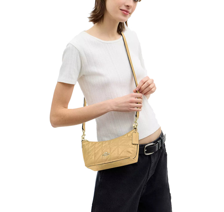 Coach Women's Caitlin Shoulder Bag With Quilting Gold/Soft Yellow