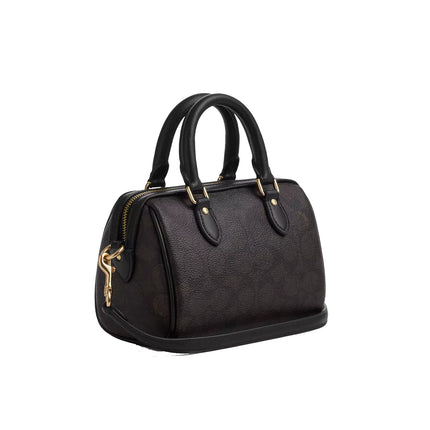 Coach Women's Mini Rowan Crossbody Bag In Signature Canvas Gold/Walnut/Black