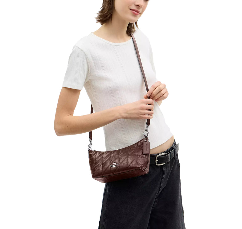 Coach Women's Caitlin Shoulder Bag With Quilting Silver/Maple
