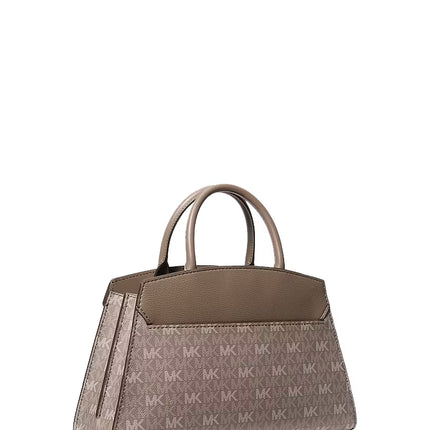 Michael Kors Women's Greta Medium Signature Logo Satchel Bag Mushroom