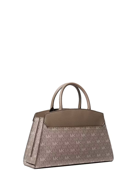 Michael Kors Women's Greta Medium Signature Logo Satchel Bag Mushroom