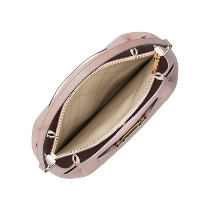 Michael Kors Women's Carson Medium Pebbled Leather Convertible Bucket Crossbody Bag Powder Blush/Gold