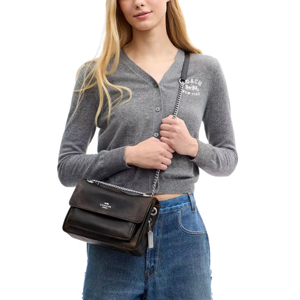 Coach Women's Elodie Crossbody Bag 24 In Loved Leather Silver/Black Brown
