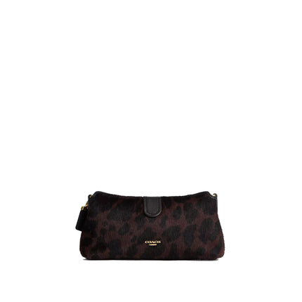 Coach Women's Abbie Shoulder Bag In Haircalf With Leopard Print Gold/Dark Leopard