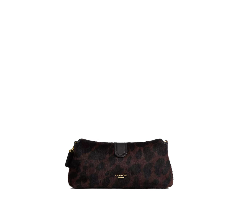 Coach Women's Abbie Shoulder Bag In Haircalf With Leopard Print Gold/Dark Leopard