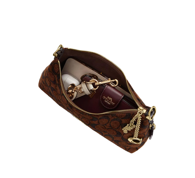 Coach Women's Emeilia Shoulder Bag In Signature Chenille Gold/Truffle