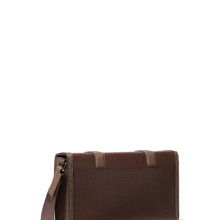 Michael Kors Men's Cooper Pebbled Leather and Signature Logo Trunk Crossbody Bag Nutmeg