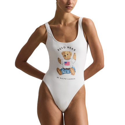Polo Ralph Lauren Women's Polo Bear One-Piece Swimsuit Bone