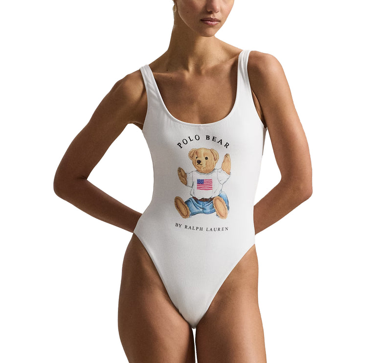 Polo Ralph Lauren Women's Polo Bear One-Piece Swimsuit Bone