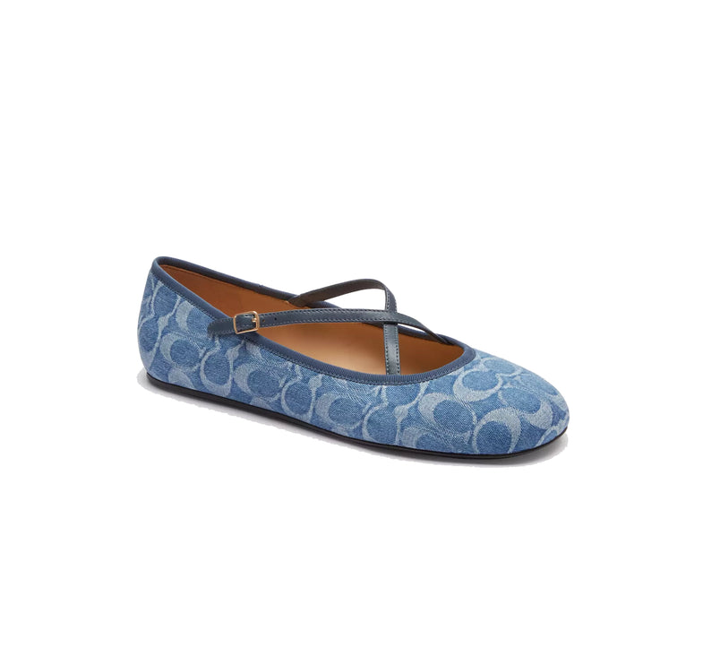 Coach Women's Phoebe Ballet Flat In Signature Denim Indigo