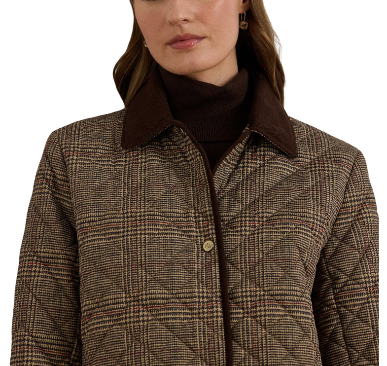 Polo Ralph Lauren Women's Glen Plaid Corduroy-Trim Quilted Jacket Heritage Plaid