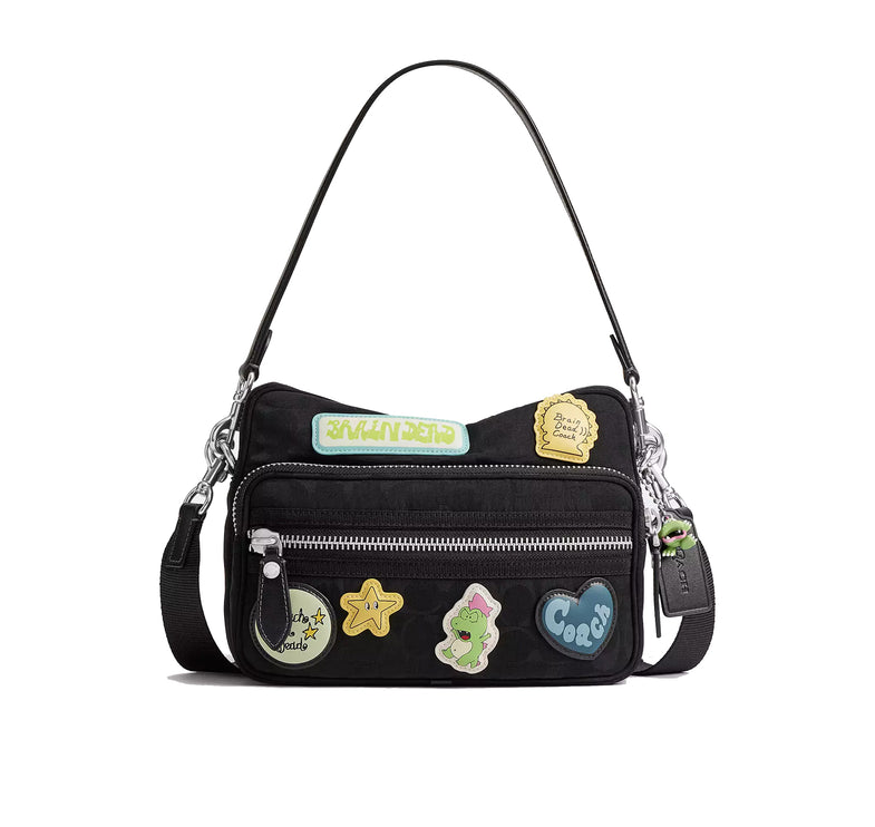 Coach Unisex Coach x Brain Dead Dakota Crossbody Bag In Signature Nylon With Patches Black