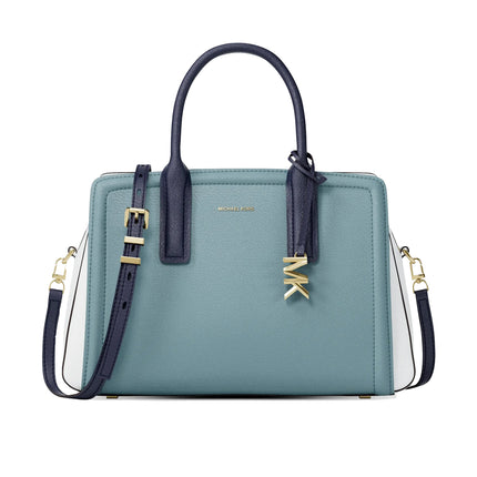 Michael Kors Women's Laila Medium Color-Block Pebbled Leather Satchel Chambray Multi