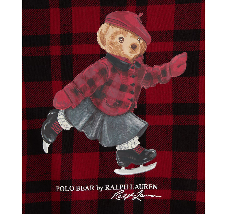 Polo Ralph Lauren Girl's Plaid Polo Bear Fleece Sweatshirt Multi