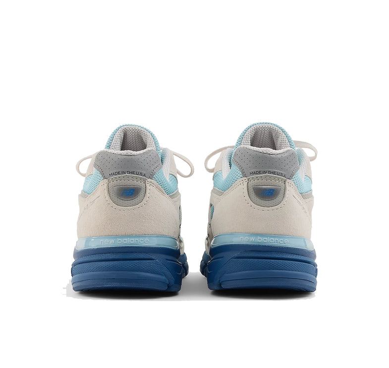 New Balance Made in USA 990v4 Moonbeam with Cloud Blue and Magic Blue U990MB4