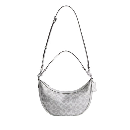 Coach Women's Aria Shoulder Bag In Signature Canvas Silver/Gray/Silver