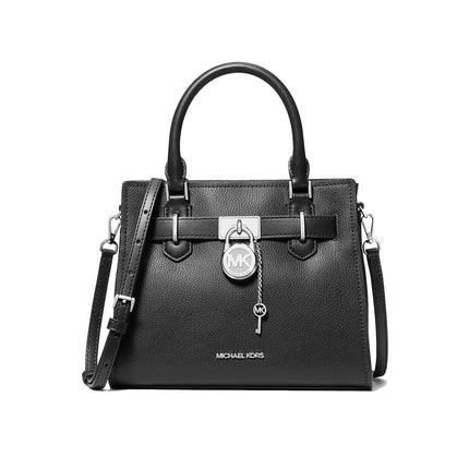 Michael Kors Women's Hamilton Small Leather Satchel Silver/Black